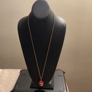 CINER  Enamel rhinestone Faberge’ egg pendant necklace.